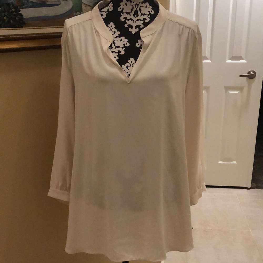 🌹Amanda Uprichard NY draped button down long sleeved v neck blouse